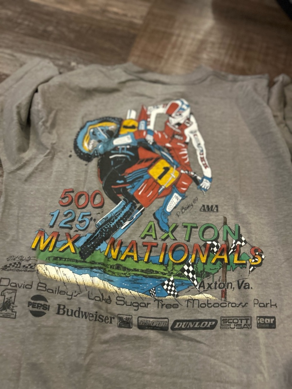 VINTAGE AMA MOTOCROSS DAVID BAILEY AXTON NATIONAL 1987 TEE SHIRT single stitch M